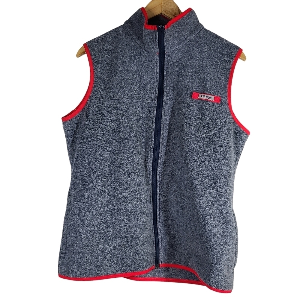 Columbia Sportswear Fleece Vest Womens Large Grey Full Zip Outdoor Hiking